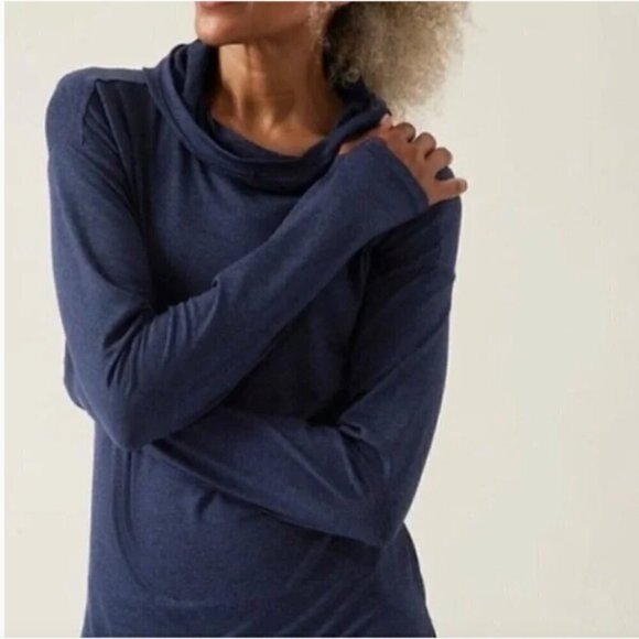 Athleta Uptempo II Hoodie Sweatshirt in Navy Blue Size Medium - Picture 1 of 11